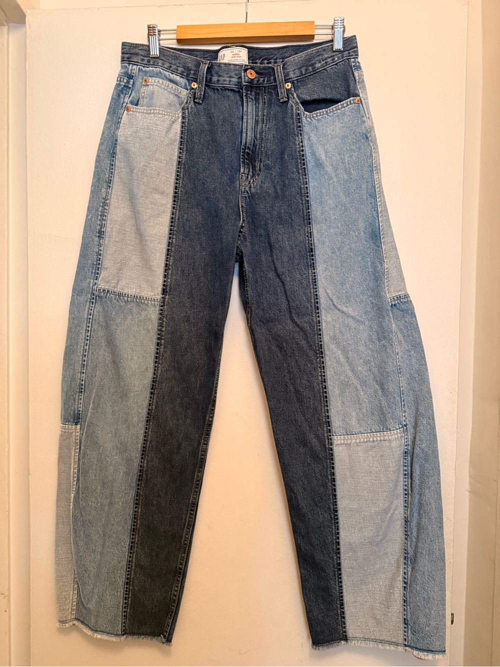 GAP Two-Tone Patchwork Blue Women's Relaxed Jeans